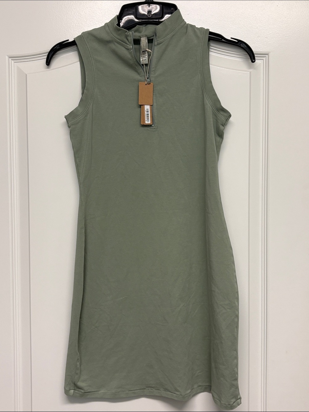 SKIMS New Vintage Dress Mineral Green Quarter Zip Mock Neck Mini Small NWT